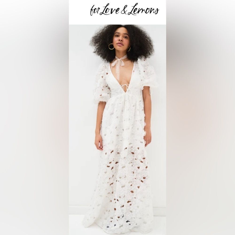 For Love & Lemons 🍋 Leighton White Maxi Dress Size S